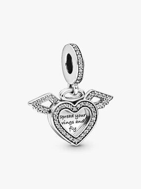 Pandora Heart and Angel Wings Dangle Charm